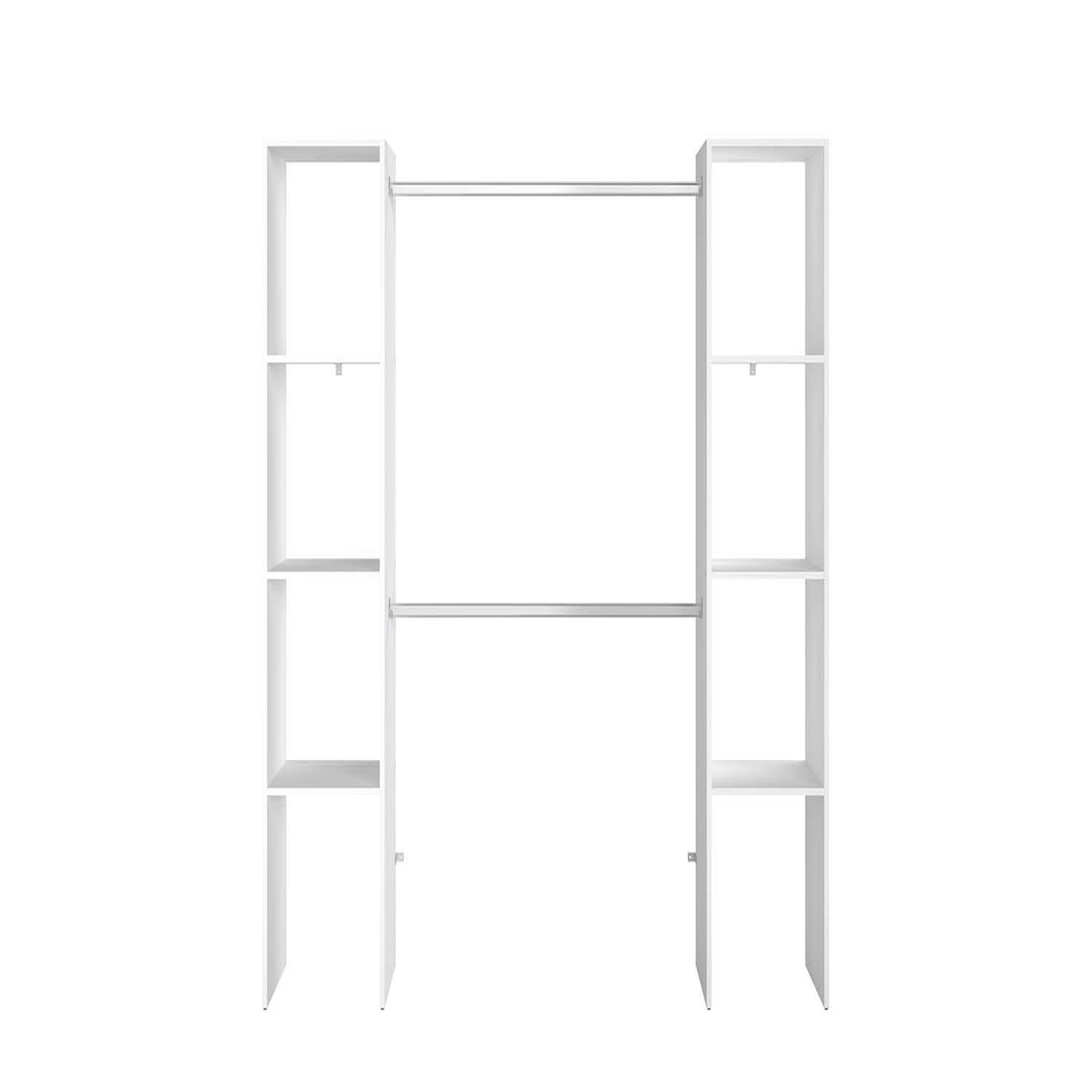 CONCEPT USINE Dressing blanc 6 étagères 2 penderies 180 x 40 x 180 cm ELYSEE