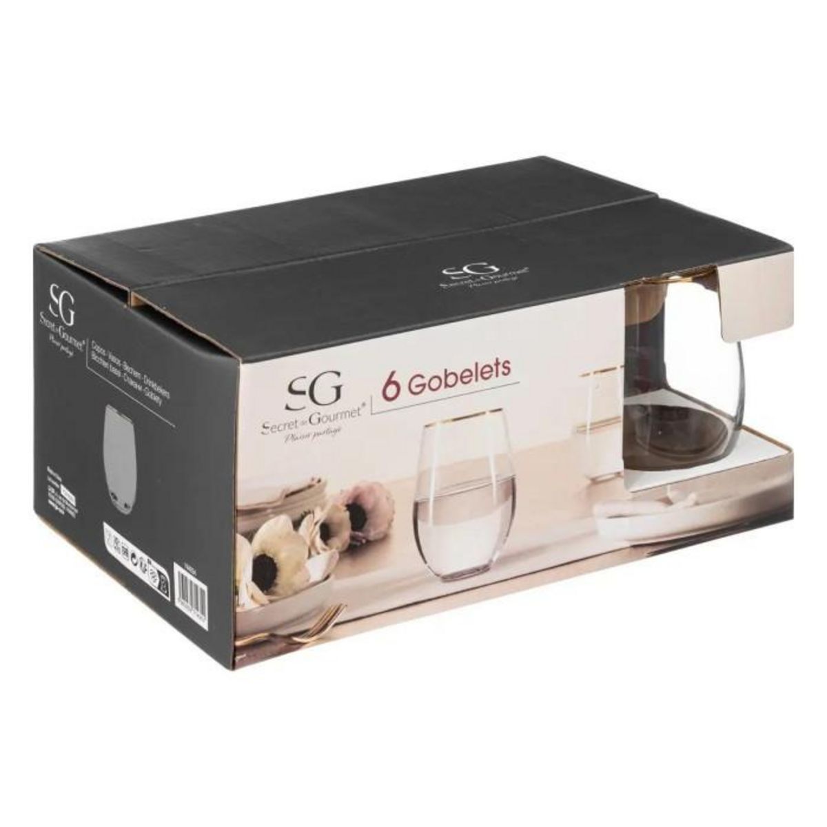 SECRET DE GOURMET Lot de 6 Verre à Eau  Ava  54cl Transparent