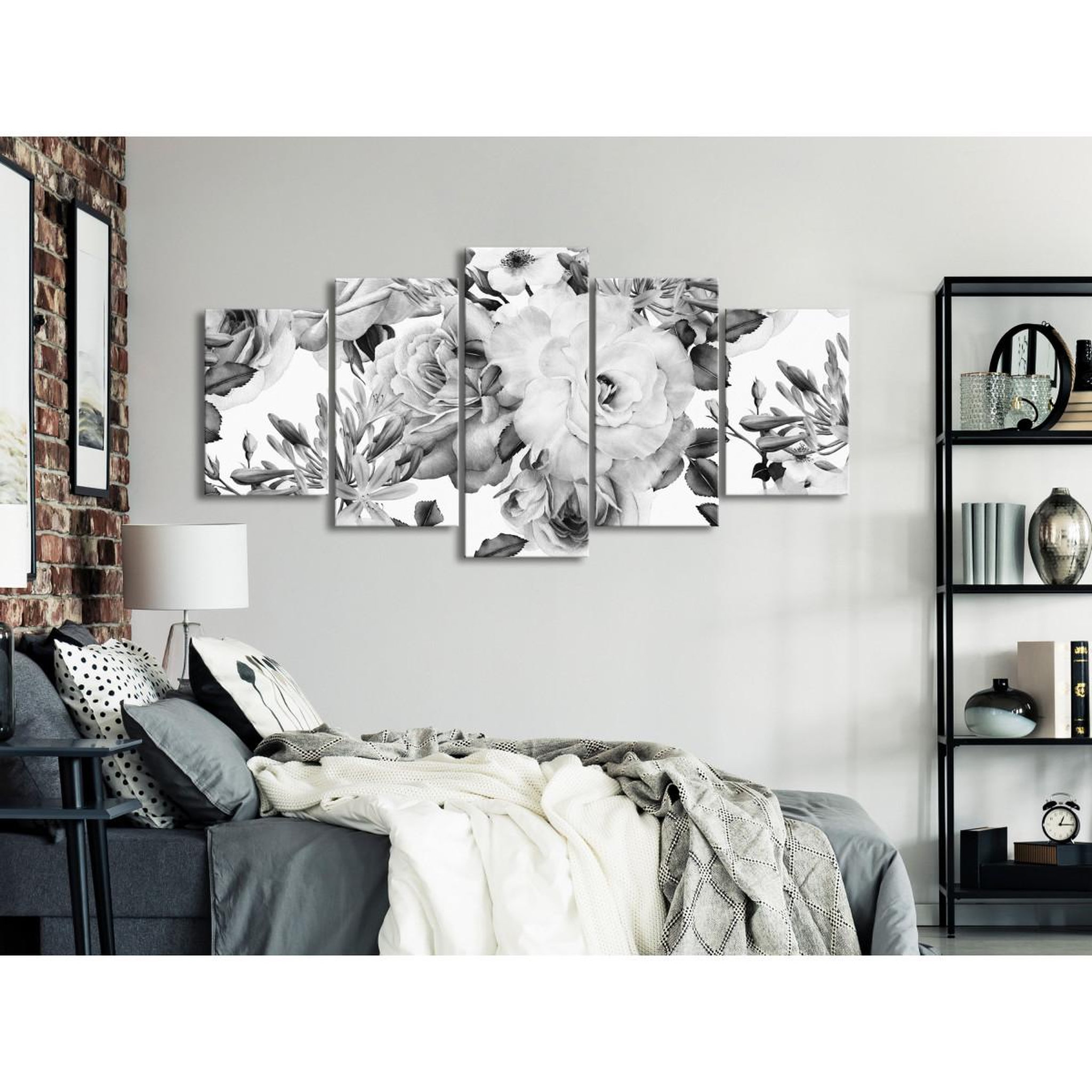 Voir la diapositive 2 : Paris Prix Tableau 5 panneaux  rose composition wide black & white