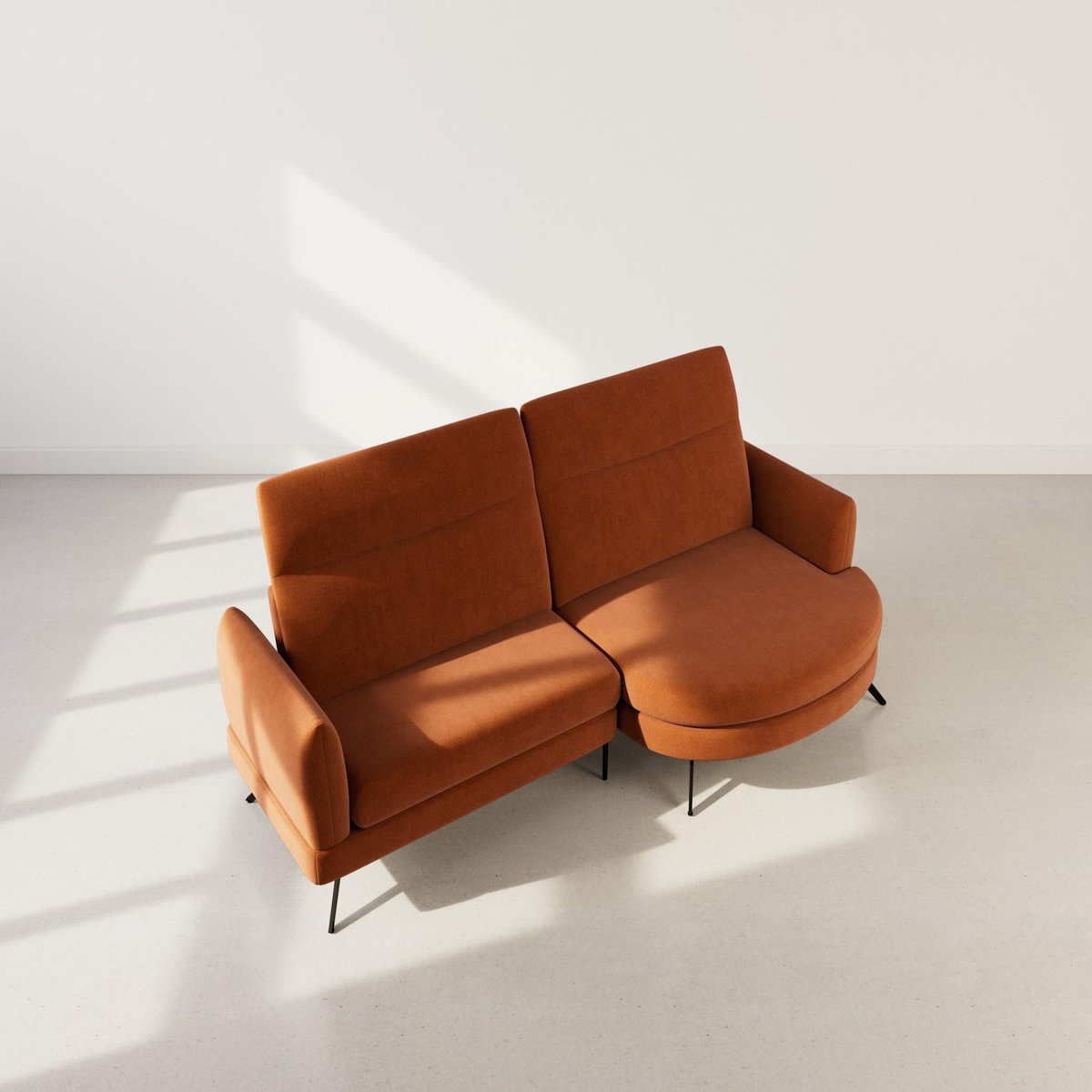 LISA DESIGN Terry - canapé d'angle droit 4 places avec têtières réglables en tissu texturé