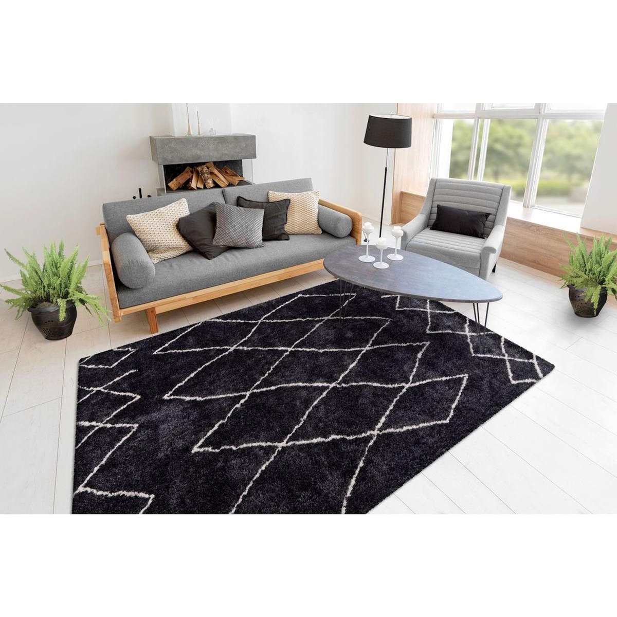 Paris Prix Tapis Motif Géométrique  Orlando  Anthracite