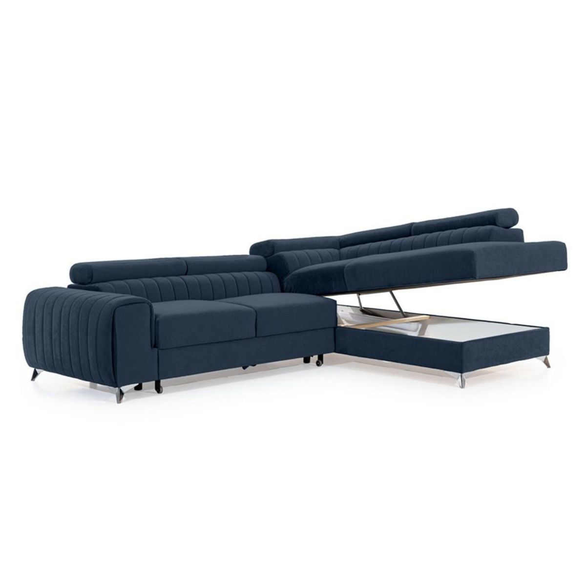 BEST MOBILIER Talisay - canapé d'angle droit - 5 places - convertible avec coffre - en velours