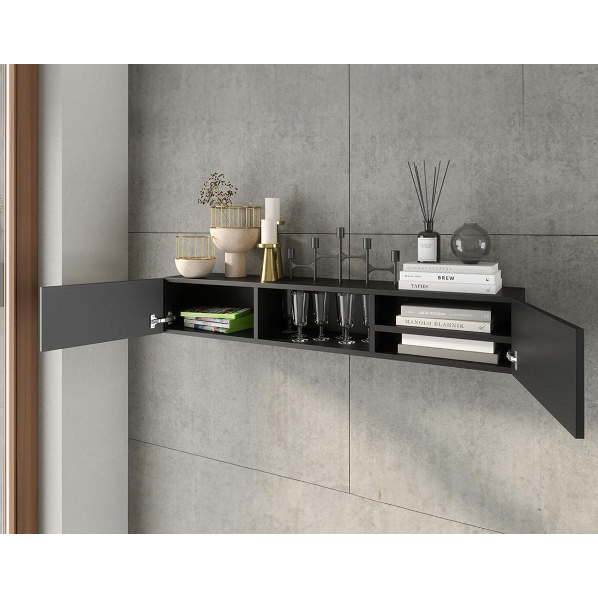 BEST MOBILIER Felicia - étagère suspendue - 120 cm