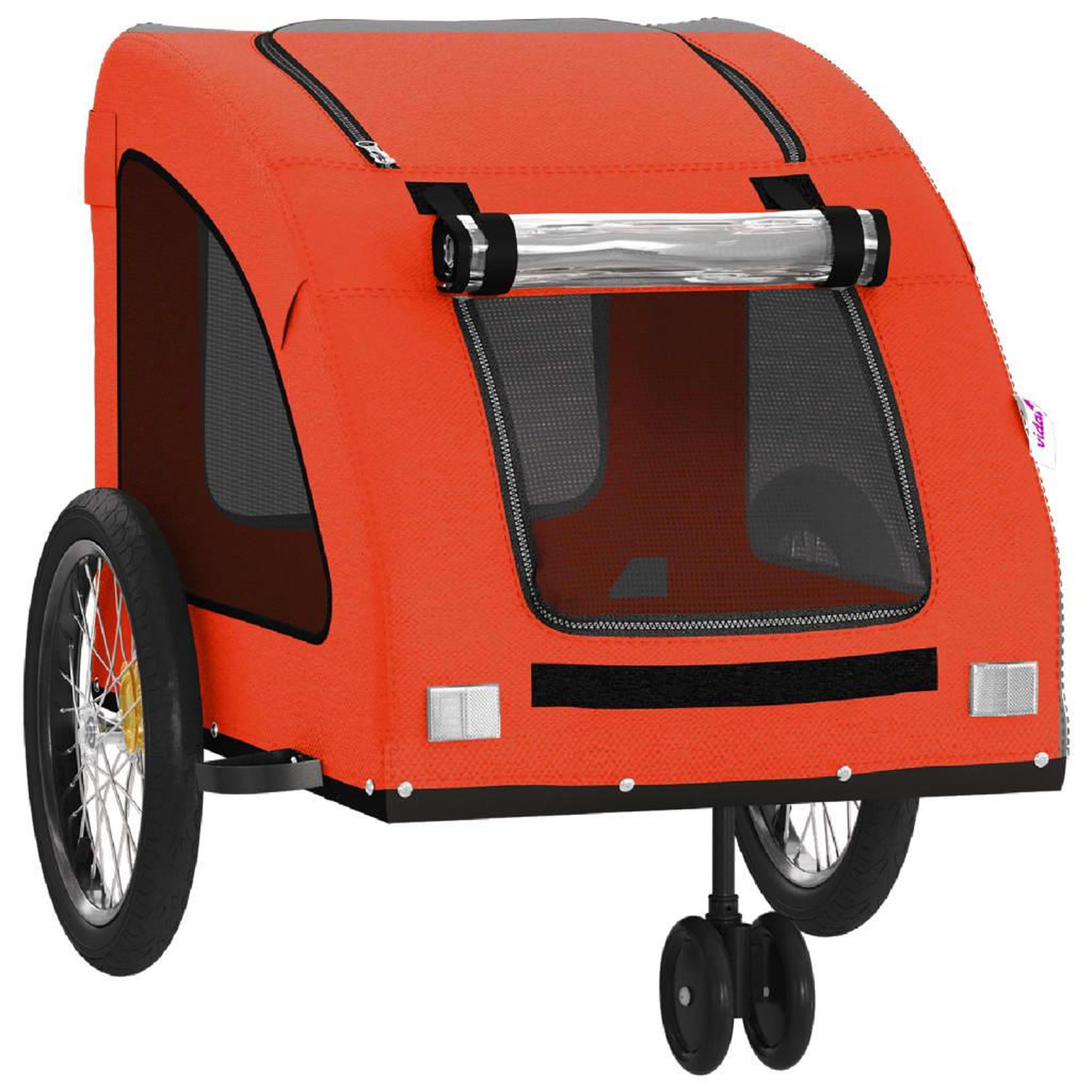 Voir la diapositive 5 : VIDAXL Remorque de velo pour animaux de compagnie orange et gris