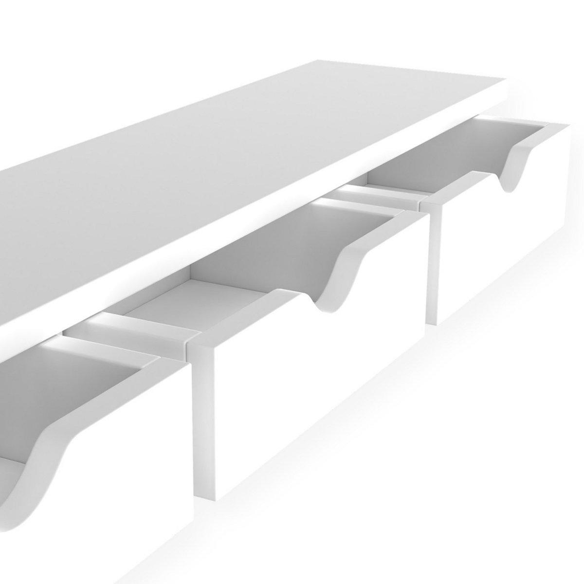 ID MARKET Etagère murale console d'entrée LISE 3 tiroirs blanche