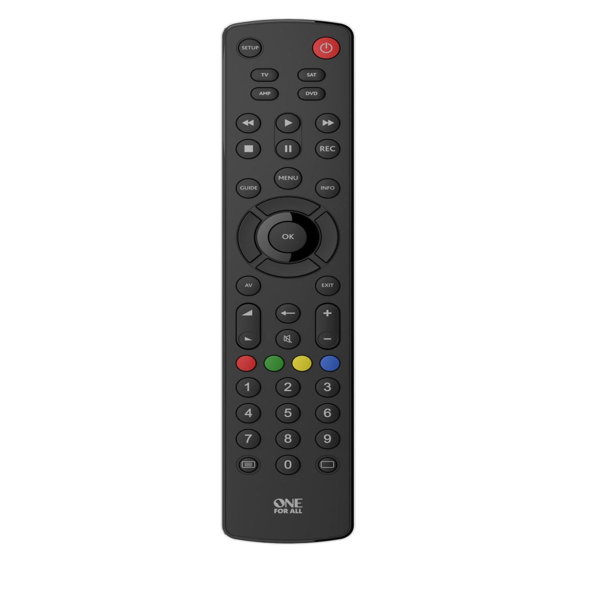 One For All One For All Basic Contour 4 télécommande IR Wireless TV, Boitier décodeur TV, DVD/Blu-ray, Barre de son Appuyez sur les boutons