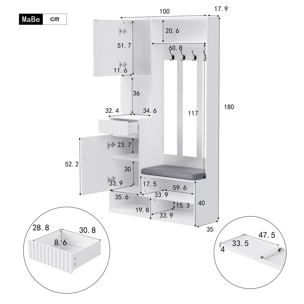 MERAX Meuble d'entrée