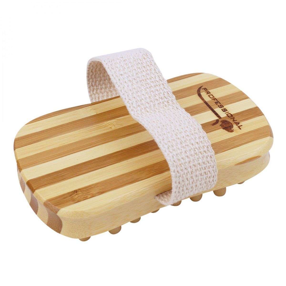VIVEZEN Lot de 2 brosses de massage et de drainage, anti cellulite en bambou 13 x 7.5 x 4 cm avec poignée de maintien