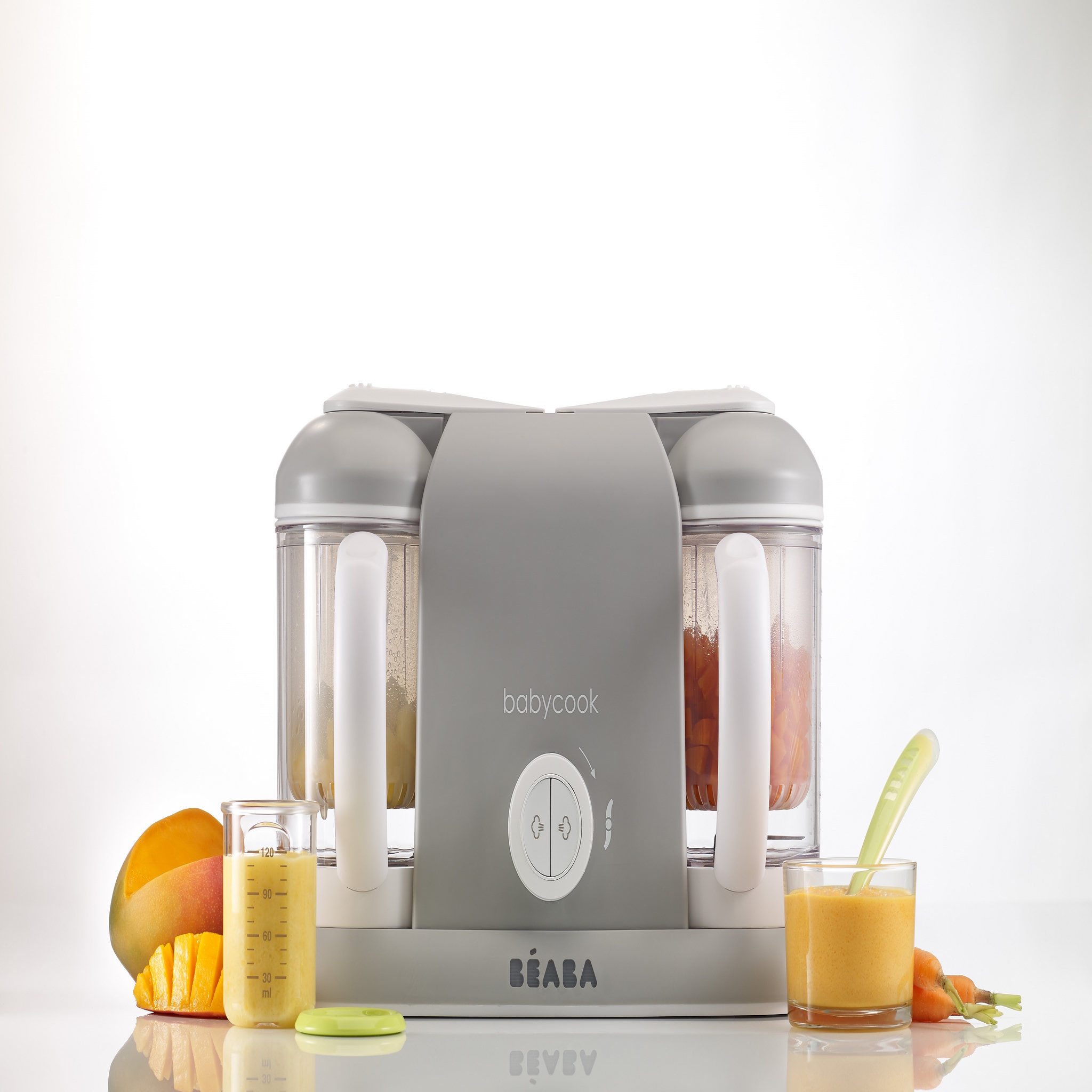 Voir la diapositive 3 : BEABA Cuiseur vapeur - mixeur 2 bols BabyCook® Plus - Gris
