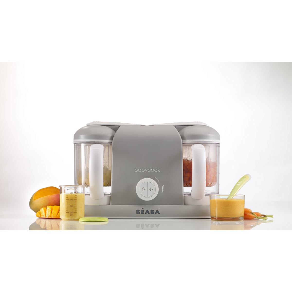 BEABA Cuiseur vapeur - mixeur 2 bols BabyCook® Plus - Gris