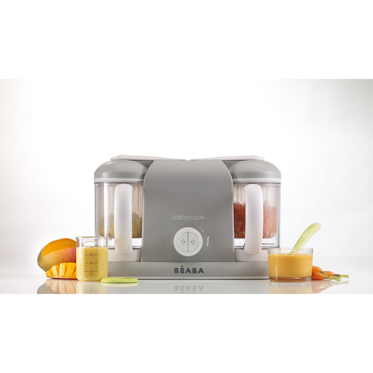 BEABA Cuiseur vapeur - mixeur 2 bols BabyCook® Plus - Gris
