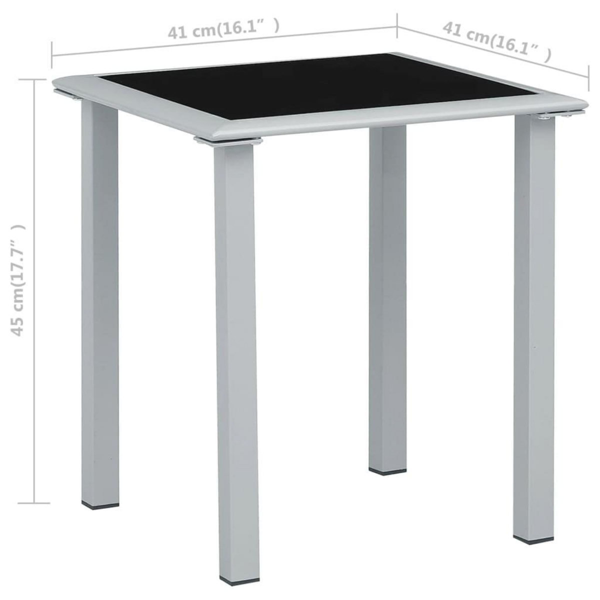 VIDAXL Table de jardin Noir et argente 41x41x45 cm Acier et verre