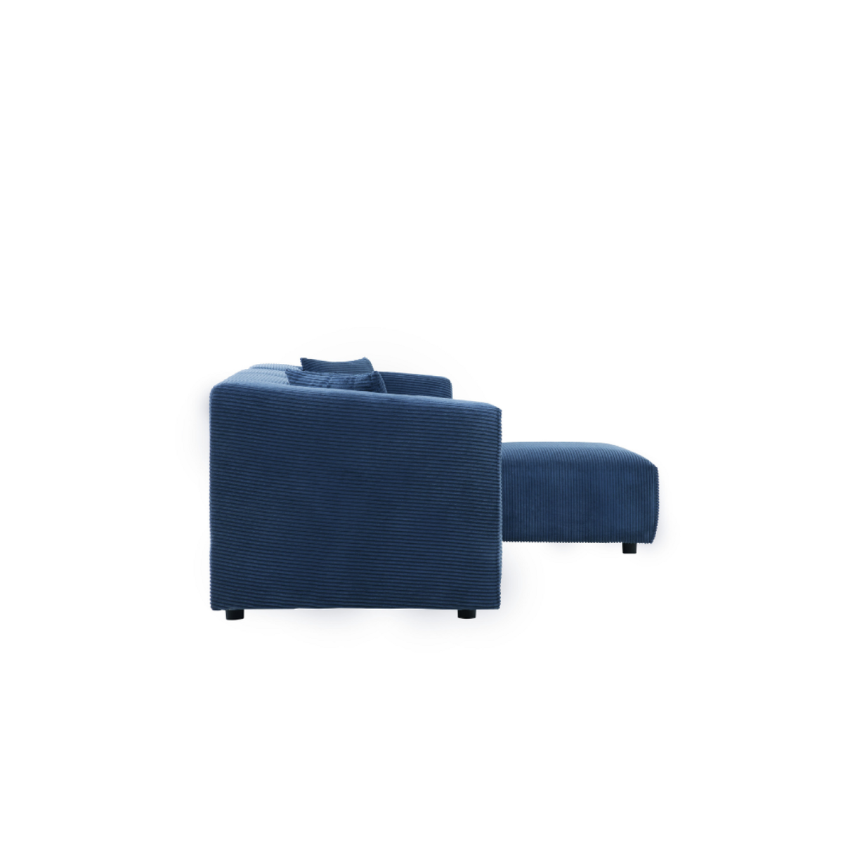 CONCEPT USINE Ccanapé droit 3 places + 1 pouf velours côtelé bleu MONROE