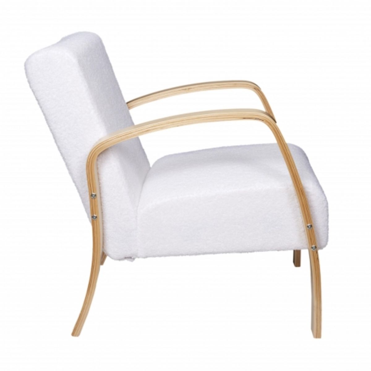 Fauteuil  Structutre bois  , tissu polyester BOUCLETTE
