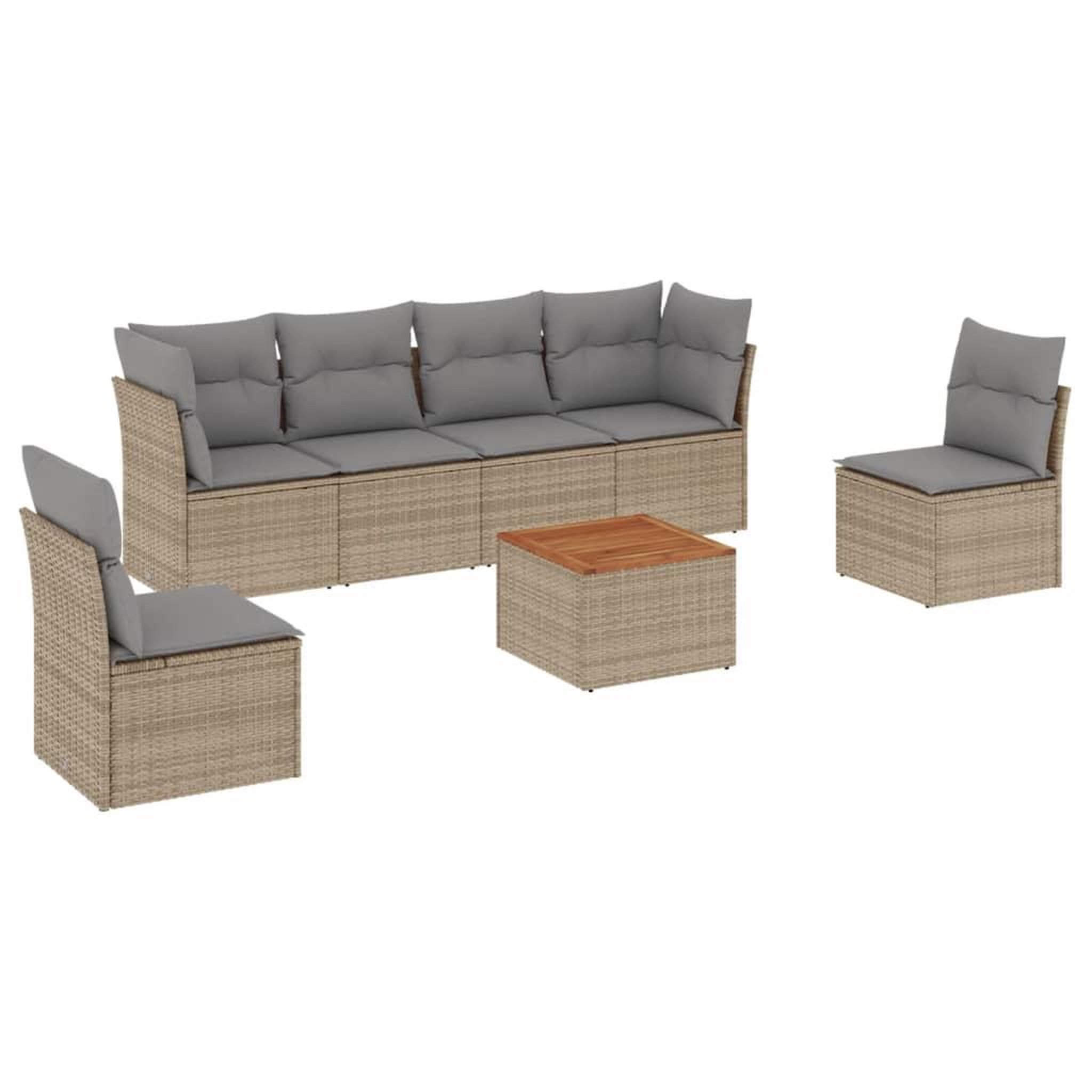 Voir la diapositive 2 : VIDAXL Salon de jardin avec coussins 7 pcs beige resine tressee