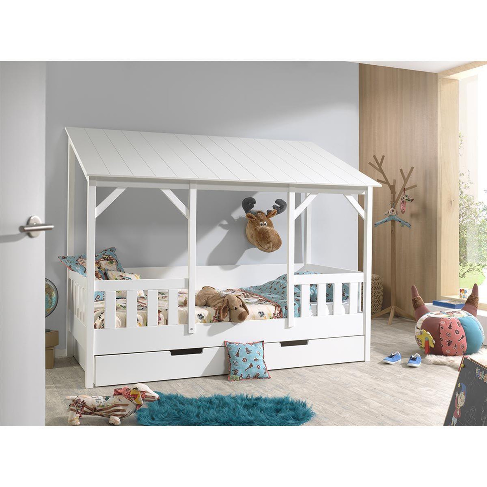 Paris Prix Pack - lit cabane enfant & tiroir  housebed iii  90x200cm blanc