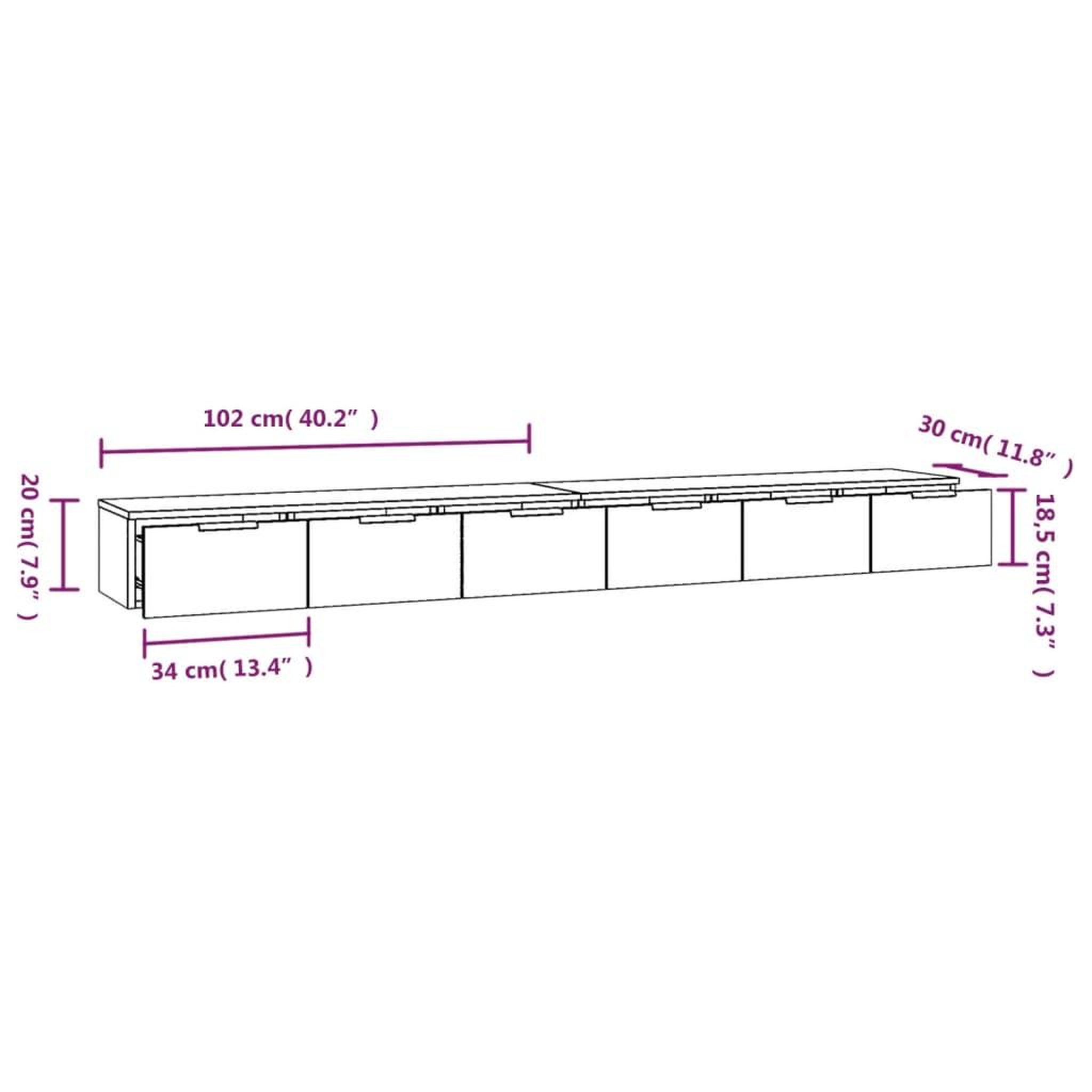 Voir la diapositive 6 : VIDAXL Armoires murales 2 pcs Blanc brillant 102x30x20 cm