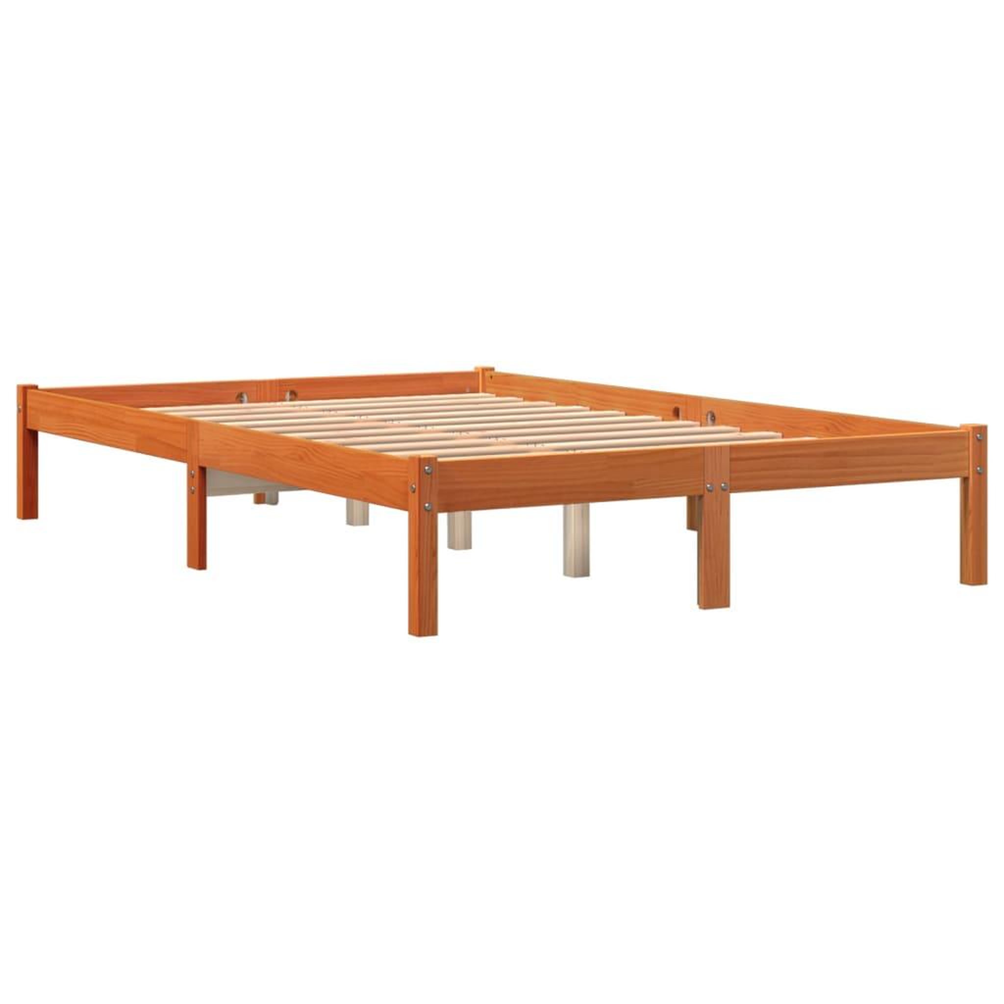 Voir la diapositive 3 : VIDAXL Cadre de lit sans matelas cire marron 120x190cm bois pin massif