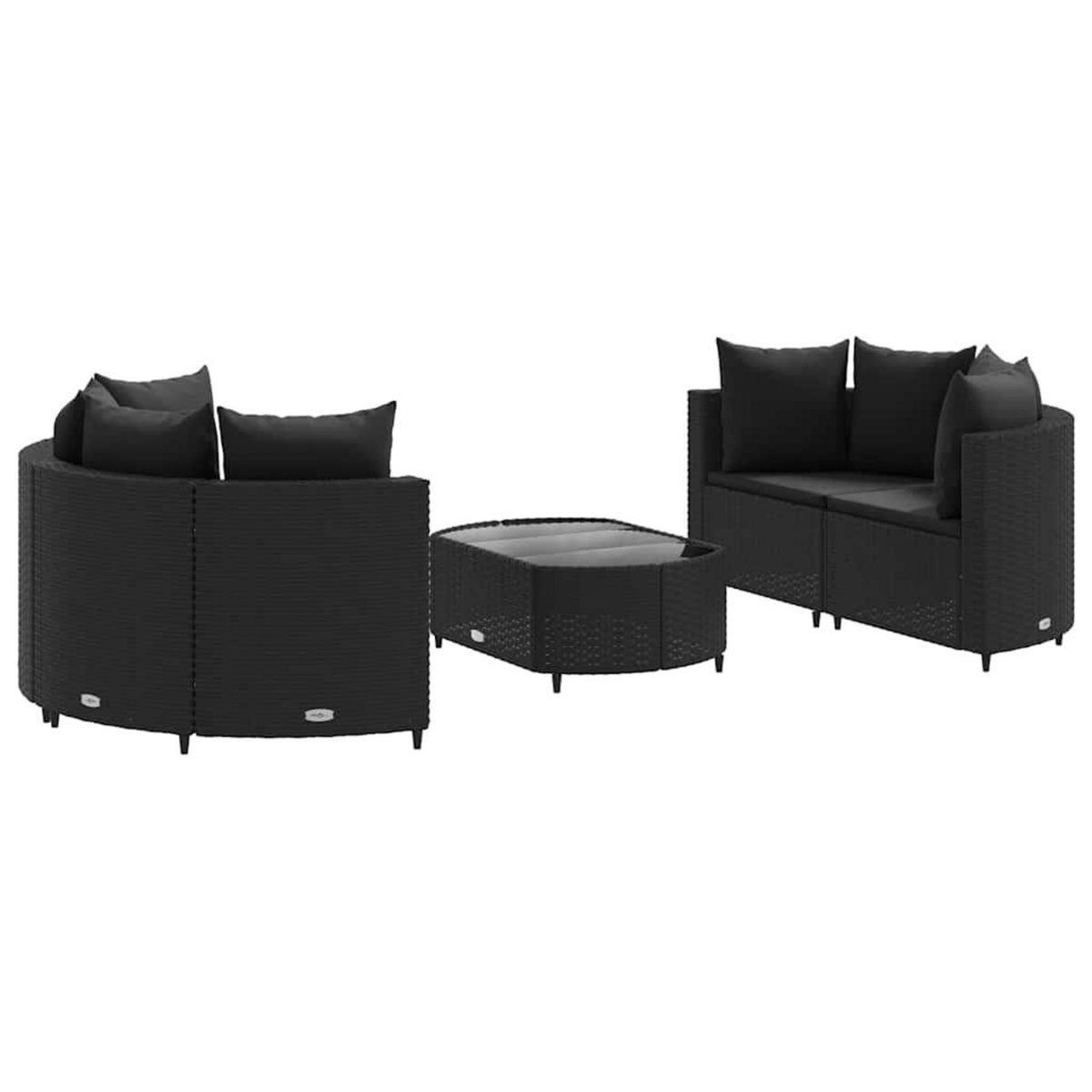 VIDAXL Salon de jardin 5 pcs avec coussins noir resine tressee