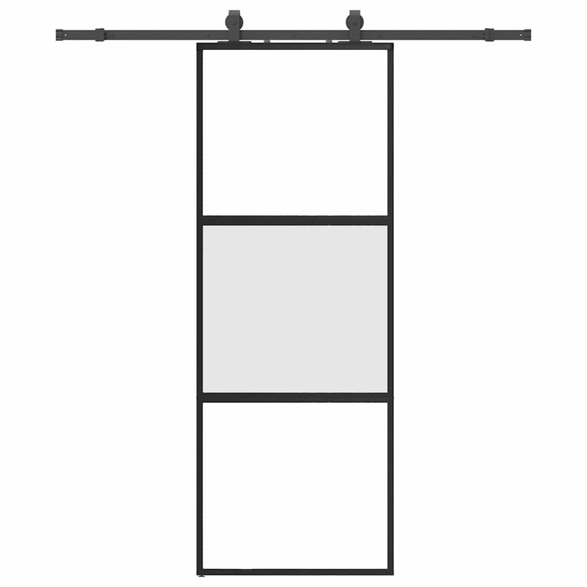 Voir la diapositive 2 : VIDAXL Porte coulissante kit quincaillerie noir 76x205 cm verre trempe