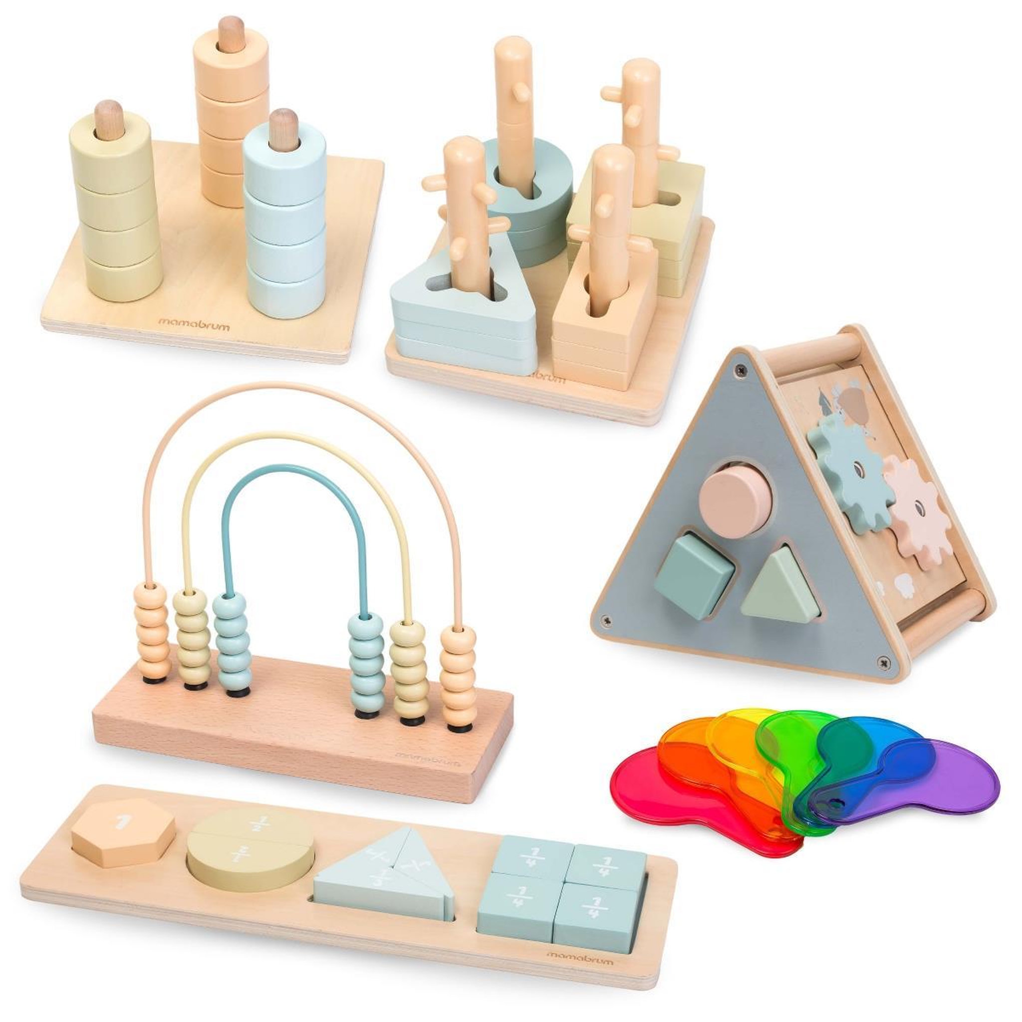 MAMABRUM Jouet d'Activité Montessori, Jouet en Bois - Développement Cognitif pour Enfant de 2-3 ans