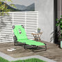 Voir la diapositive 2 : OUTSUNNY Bain de soleil pliable transat inclinable 4 positions chaise longue de lecture 3 coussins fournis vert