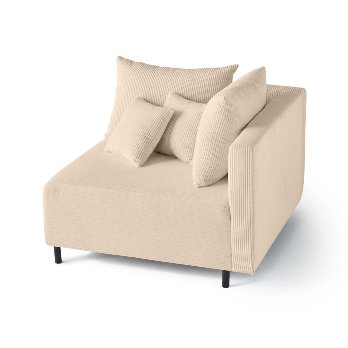 LISA DESIGN Edinburg - module d'assise d'angle droit - en velours côtelé