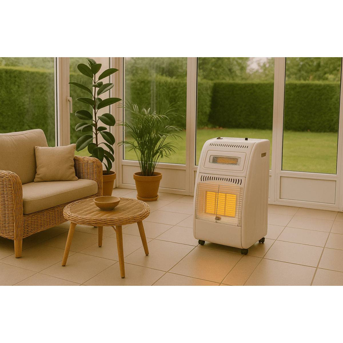 INTEC Chauffage d'appoint Hybride Gaz et Electrique 5700W Chauffe 20-100 m2 - Radiateur infrarouge Blanc Piezo KOMBI LINE