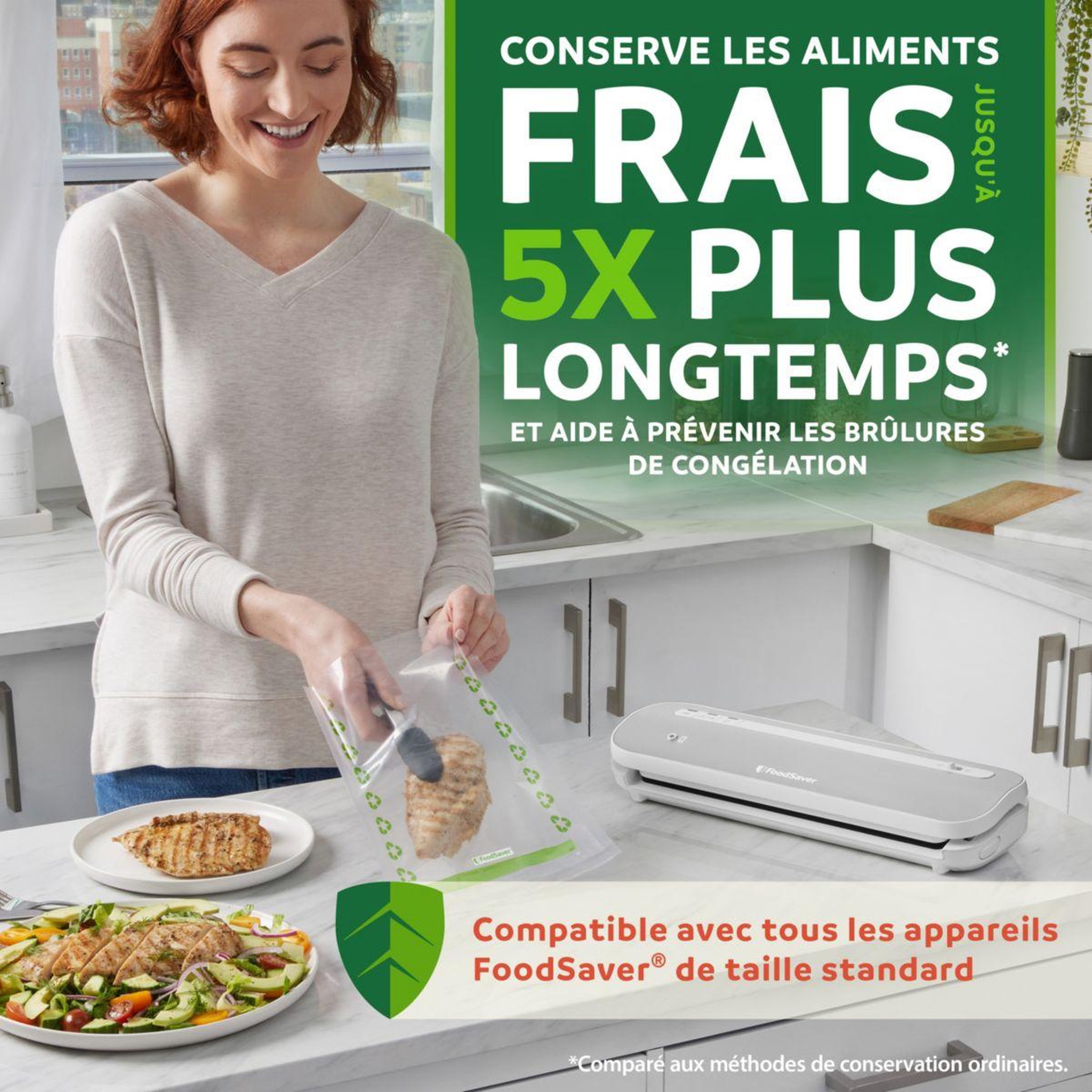 Voir la diapositive 2 : FOODSAVER Sac sous vide fsre2002x01 2 rouleaux 20cm x 4.5m