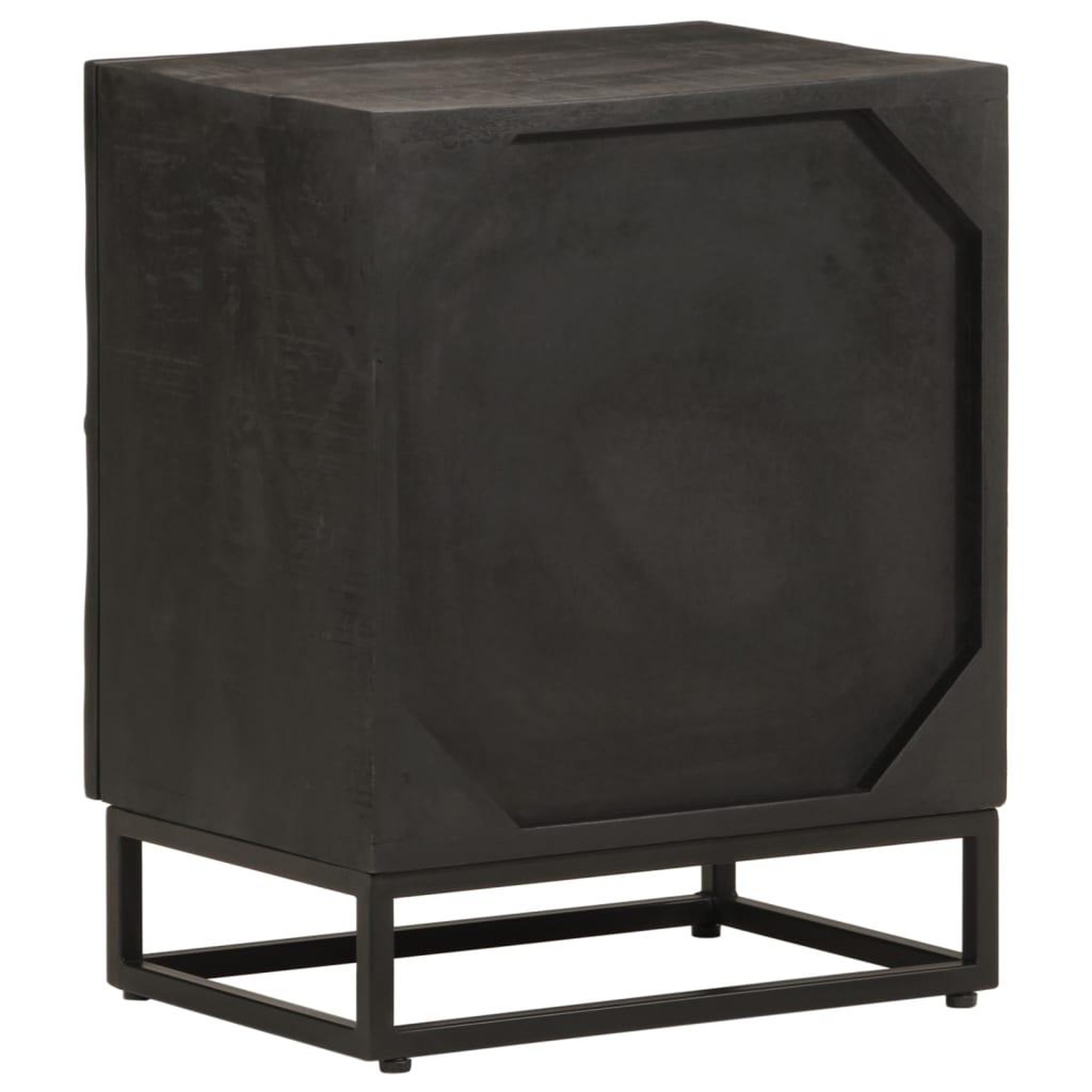 Voir la diapositive 5 : VIDAXL Table de chevet noir 40x30x50 cm bois massif manguier et fer