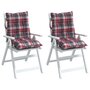 Voir la diapositive 4 : VIDAXL Coussins de chaise a dossier bas lot de 2 motif carreaux rouge