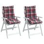 Voir la diapositive 4 : VIDAXL Coussins de chaise a dossier bas lot de 2 motif carreaux rouge