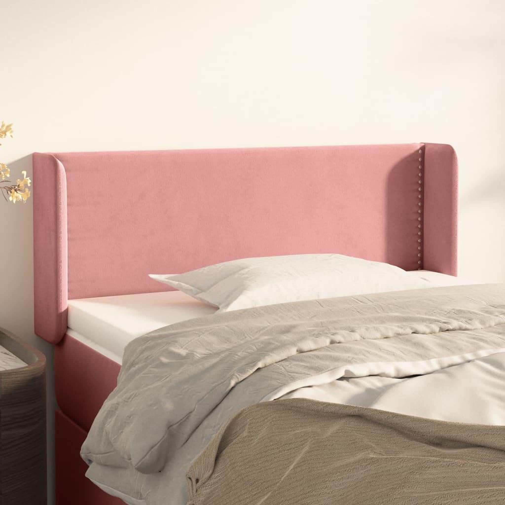 Voir la diapositive 1 : VIDAXL Tete de lit avec oreilles Rose 103x16x78/88 cm Velours