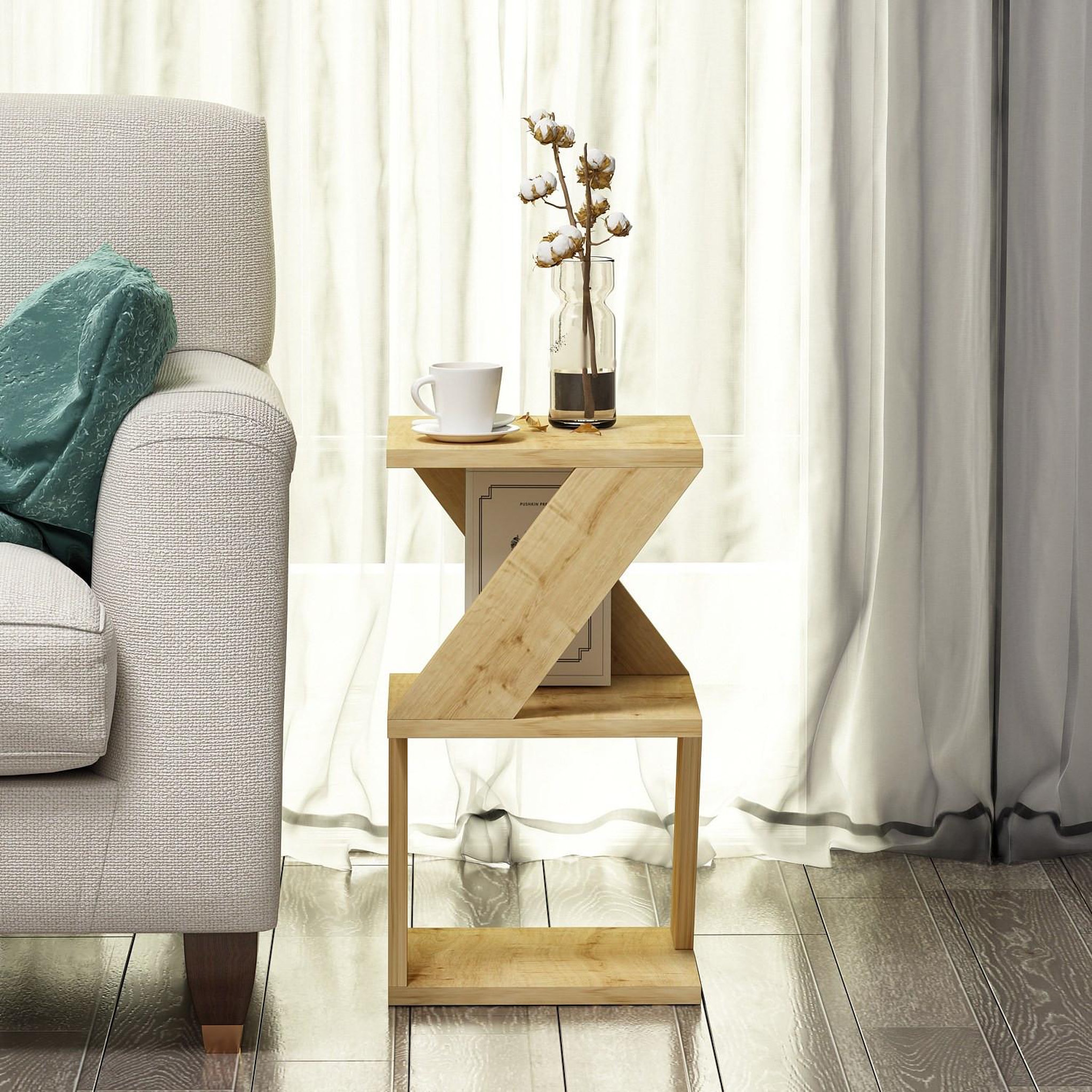 Voir la diapositive 4 : Habitat et Jardin Table d'appoint en bois  Albeni  - 30 x 30 x 50 cm - Chêne Saphir
