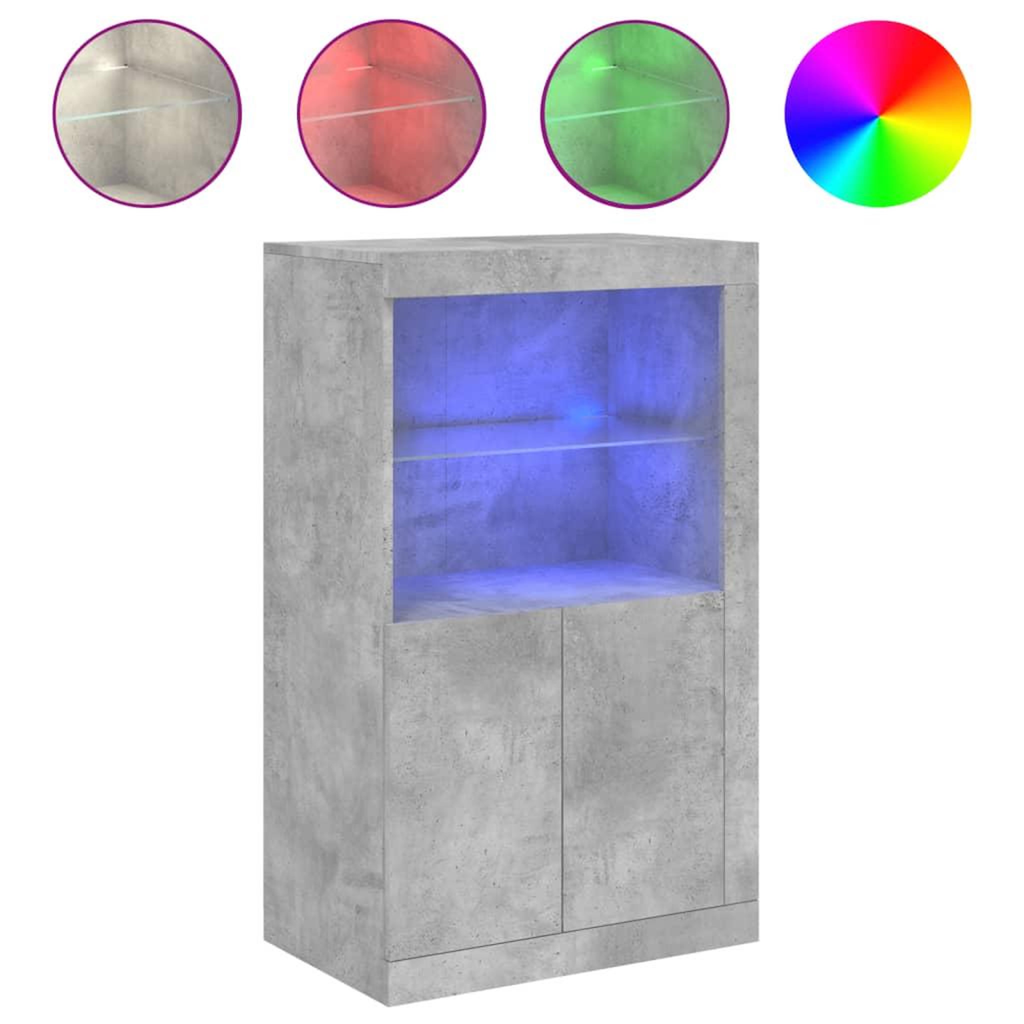 Voir la diapositive 2 : VIDAXL Armoire laterale avec lumieres LED gris beton bois d'ingenierie