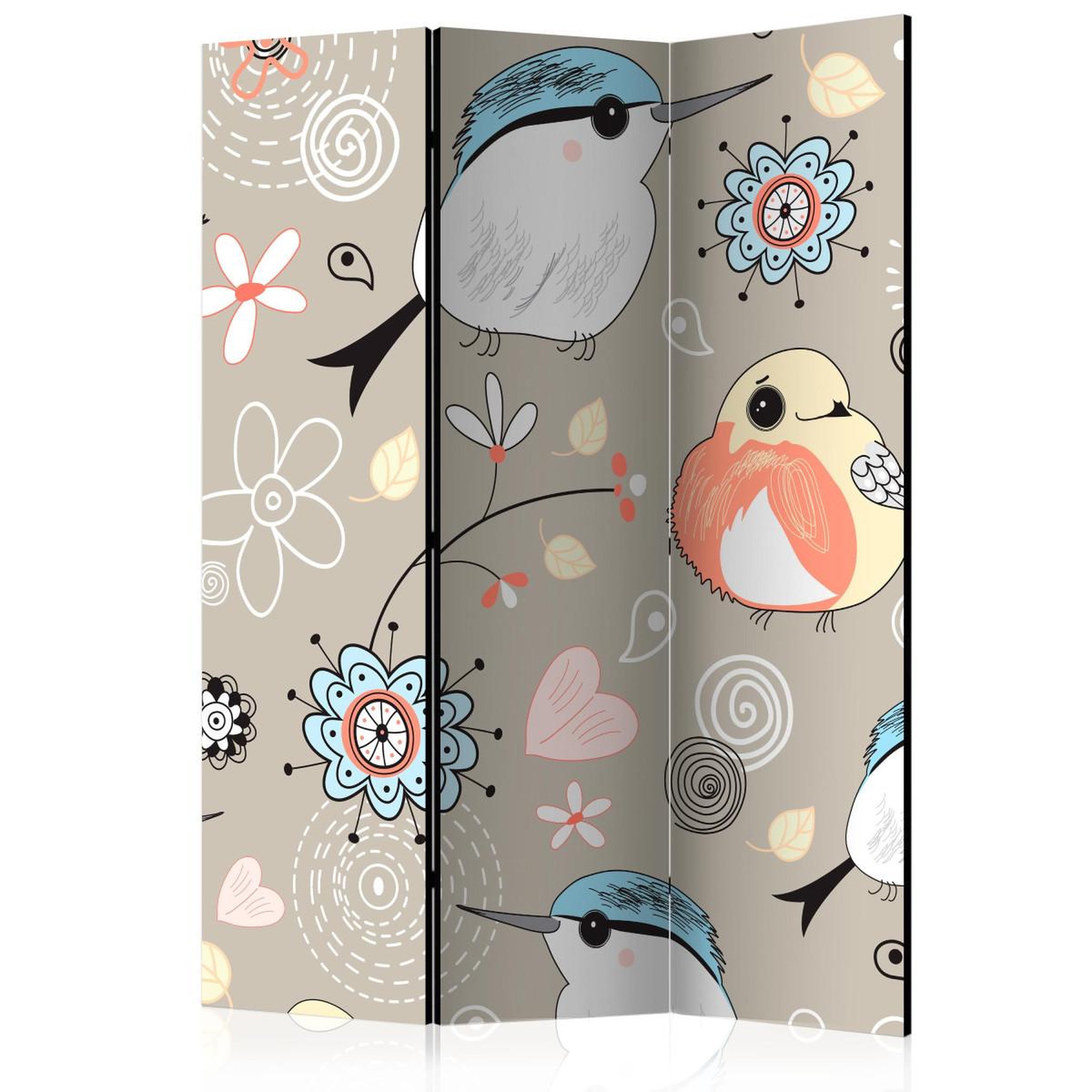 Paris Prix Paravent 3 volets  natural pattern with birds  135x172cm
