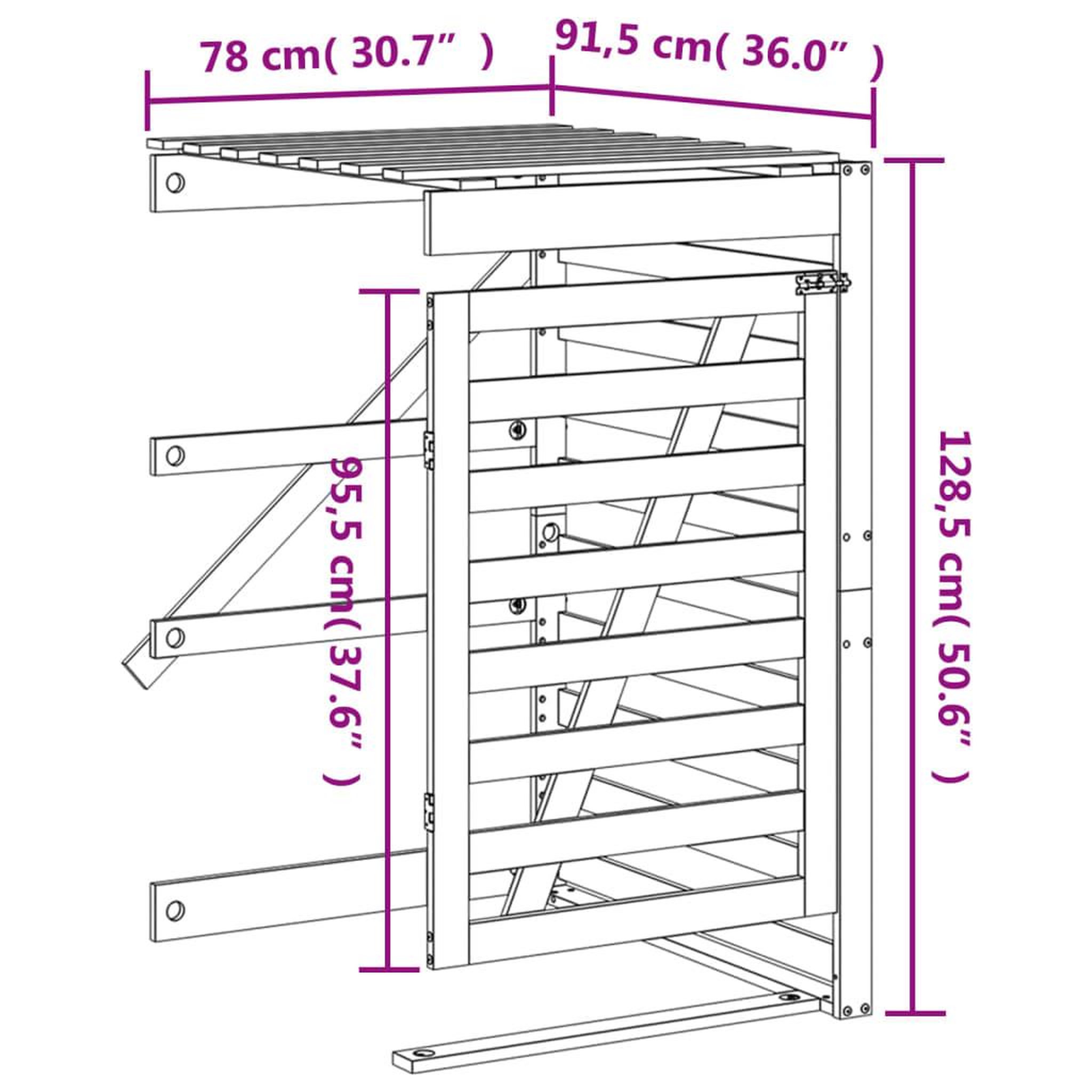 Voir la diapositive 6 : VIDAXL Extension d'abri de poubelle sur roulettes blanc pin massif