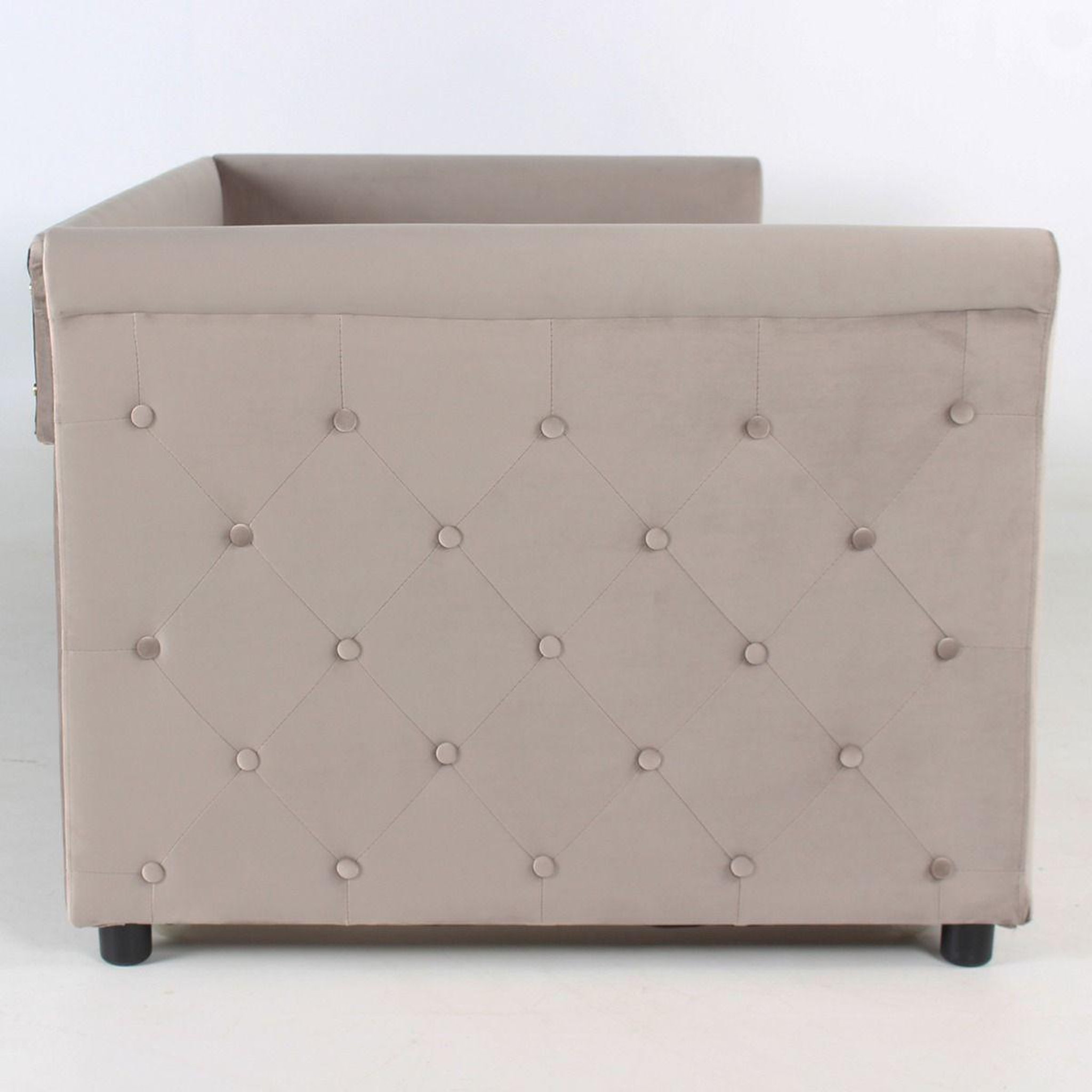 Voir la diapositive 3 : Paris Prix Lit gigogne capitonné  antille  90x190cm taupe