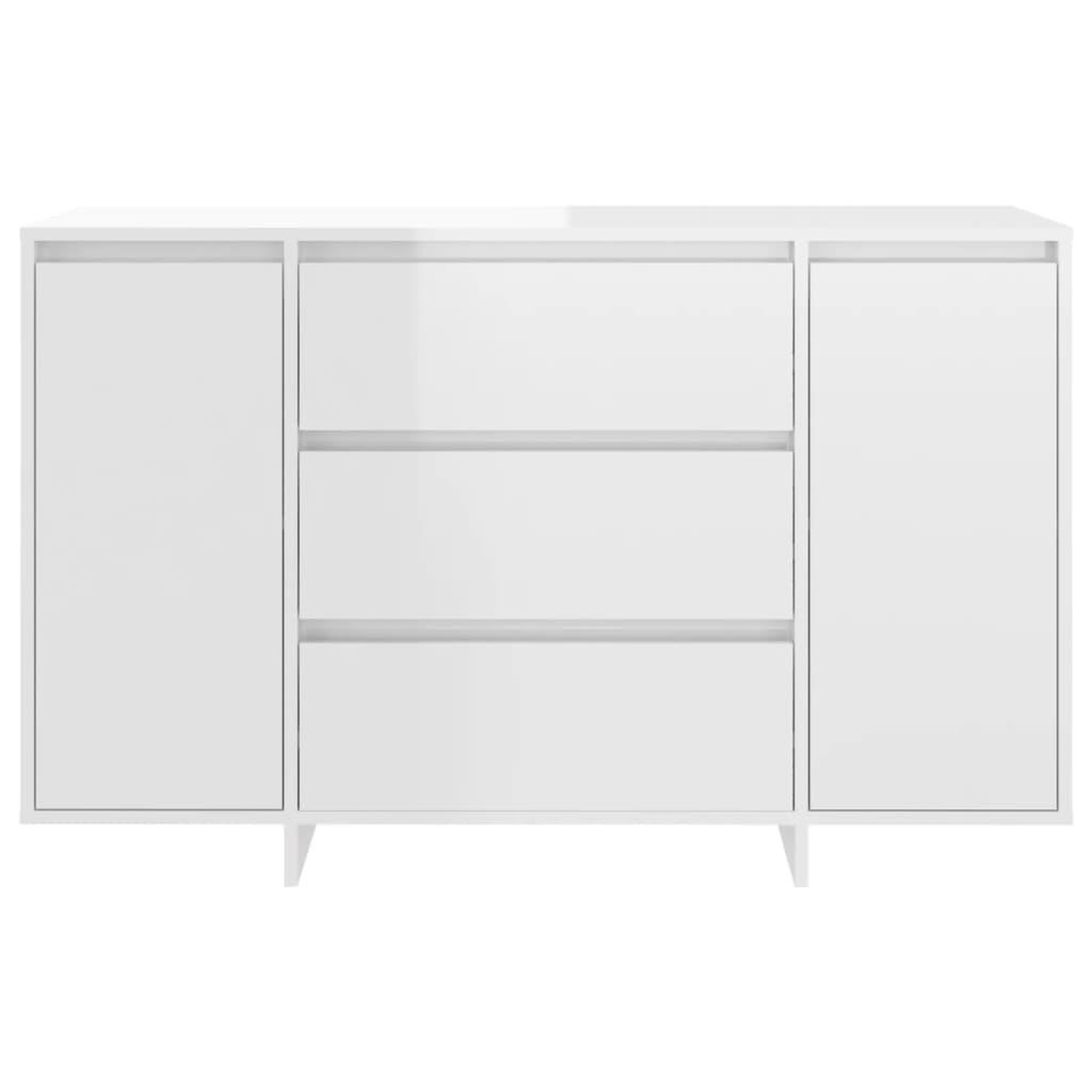 Voir la diapositive 5 : VIDAXL Buffet et 3 tiroirs Blanc brillant 120x41x75 cm Bois ingenierie
