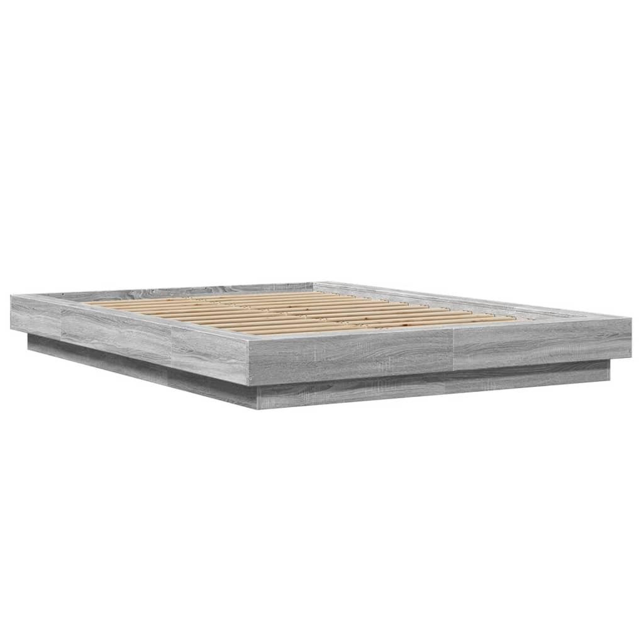 Voir la diapositive 3 : VIDAXL Cadre de lit et lumieres LED sans matelas sonoma gris 140x190cm