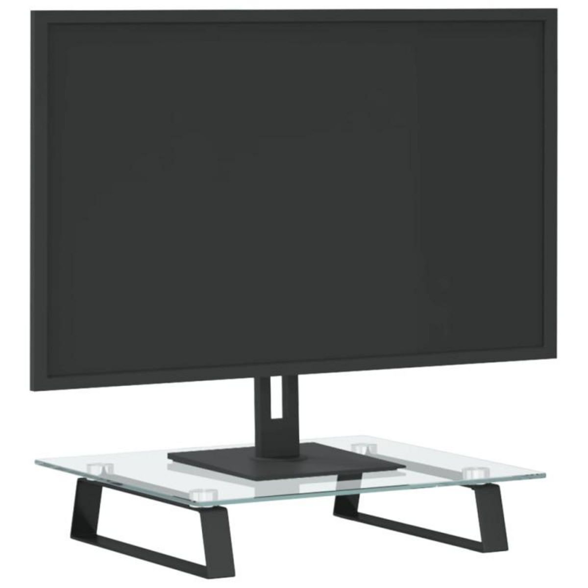 VIDAXL Support de moniteur noir 40x35x8 cm verre trempé et métal