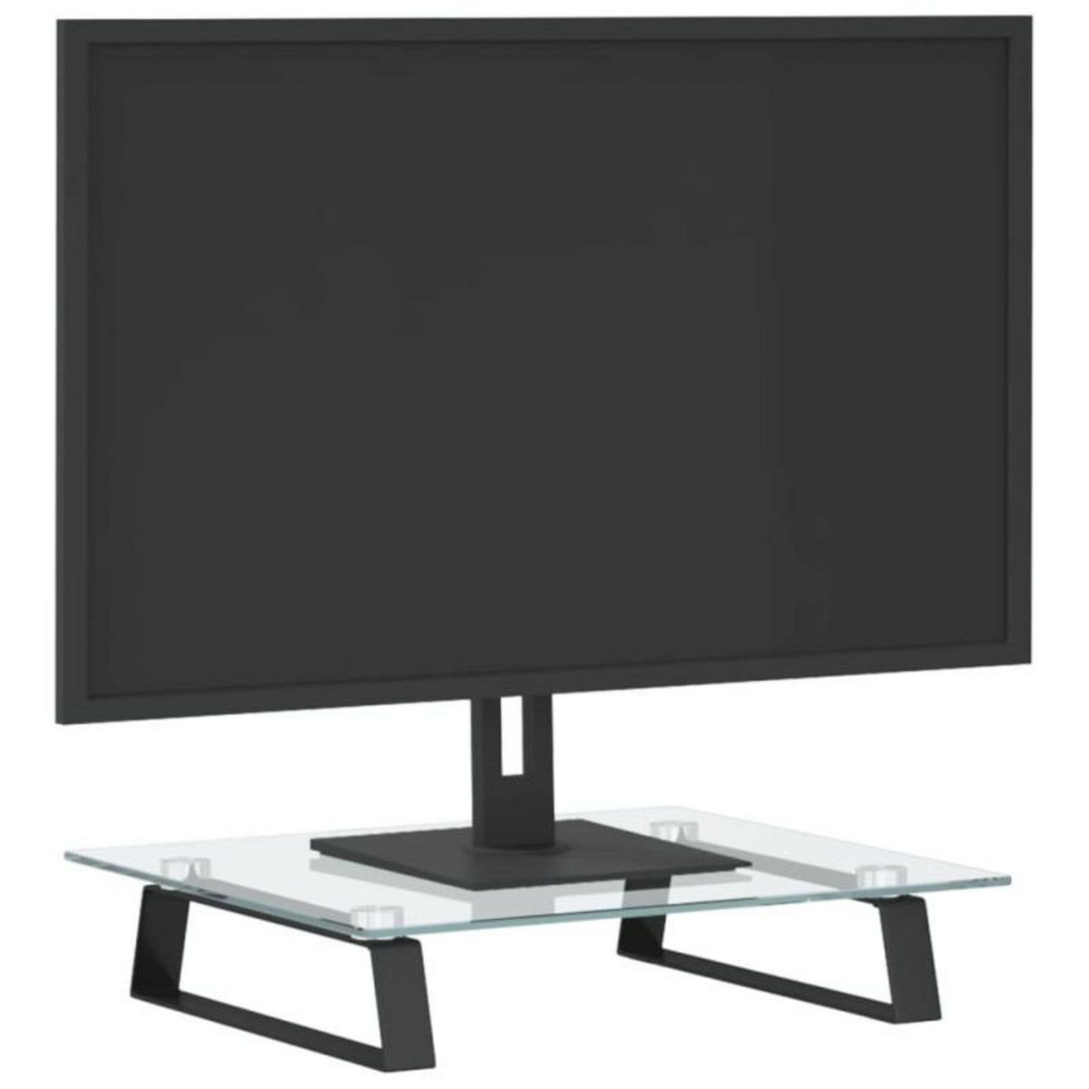 VIDAXL Support de moniteur noir 40x35x8 cm verre trempé et métal