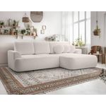 BEST MOBILIER Candela - canapé d'angle droit 4 places - convertible avec coffre - en tissu bouclette. Coloris disponibles : Noir, Gris, Vert, Orange, Marron, Beige, Bleu