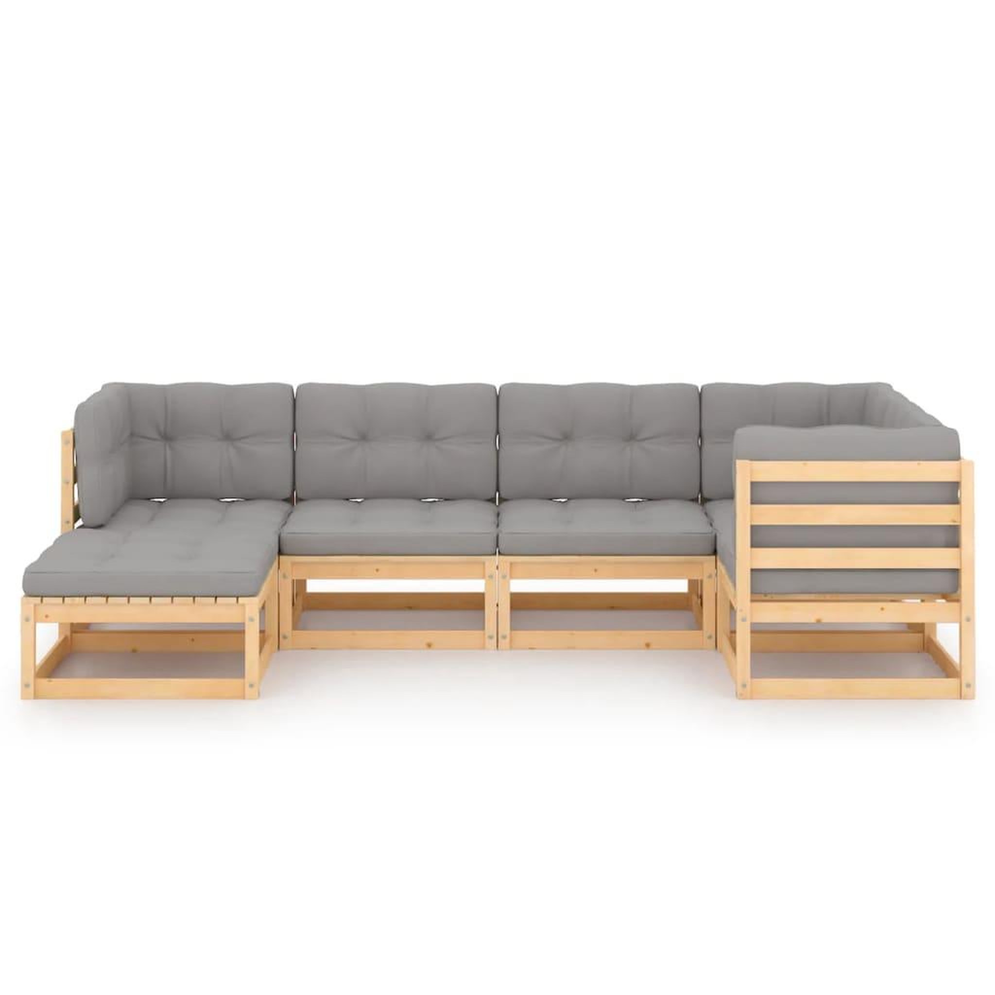 Voir la diapositive 3 : VIDAXL Salon de jardin 6 pcs avec coussins Bois de pin massif