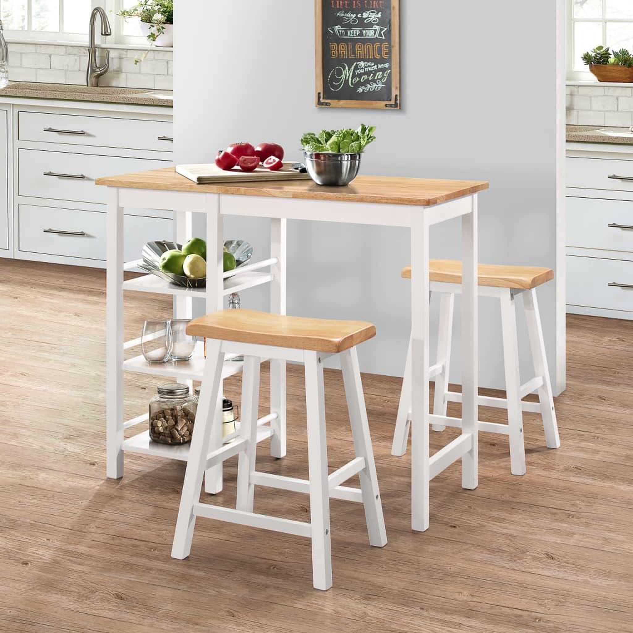 Voir la diapositive 1 : VIDAXL Ensemble de bar 3 pcs MDF Blanc