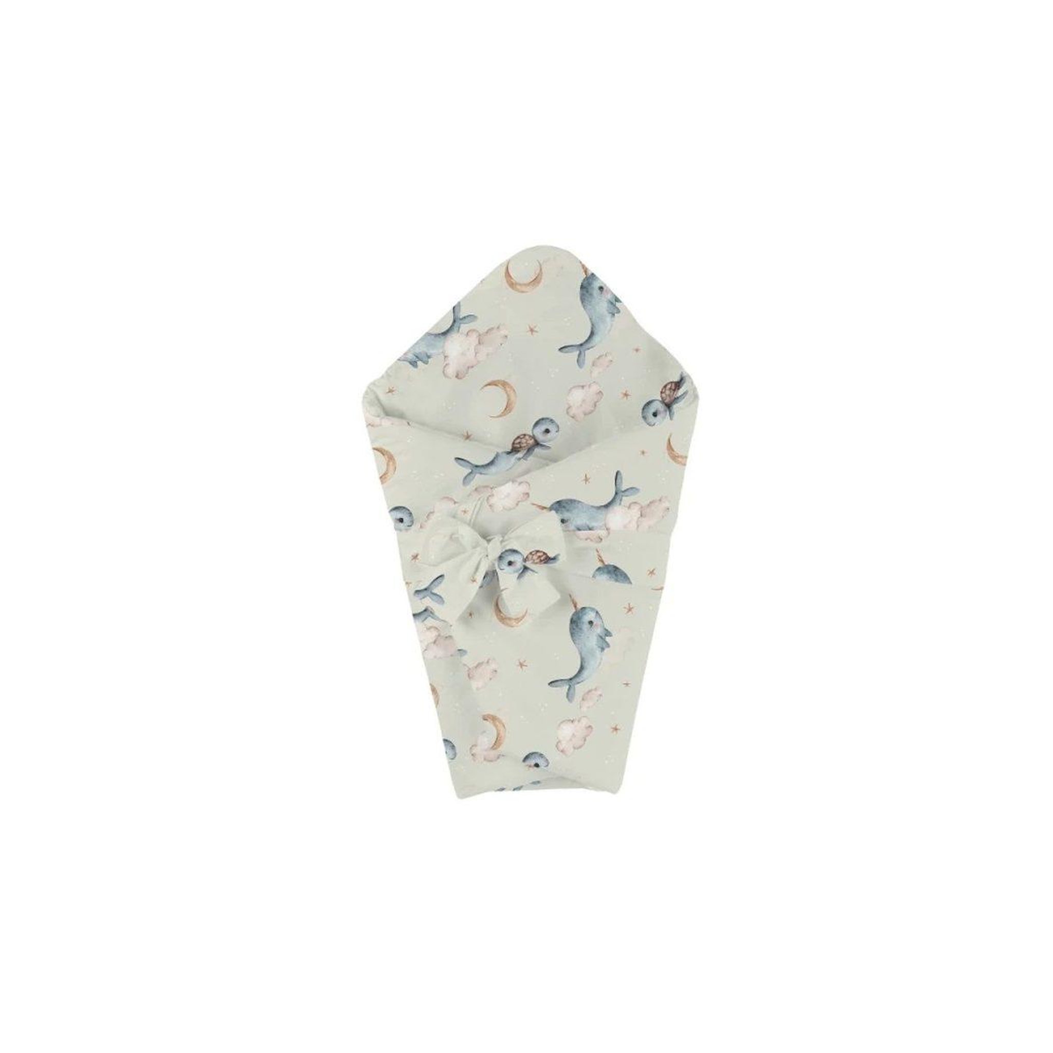 Voir la diapositive 2 : WALDIN Couette bébé 75 × 75 cm - motif baleine, vert olive