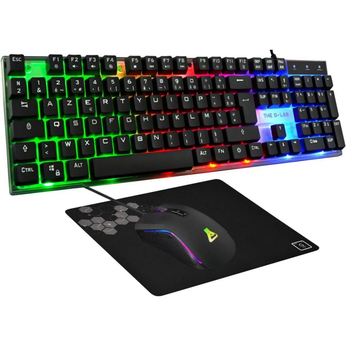THE G-LAB Pack clavier et souris gamer COMBO YTTRIUM FR 3EN 1