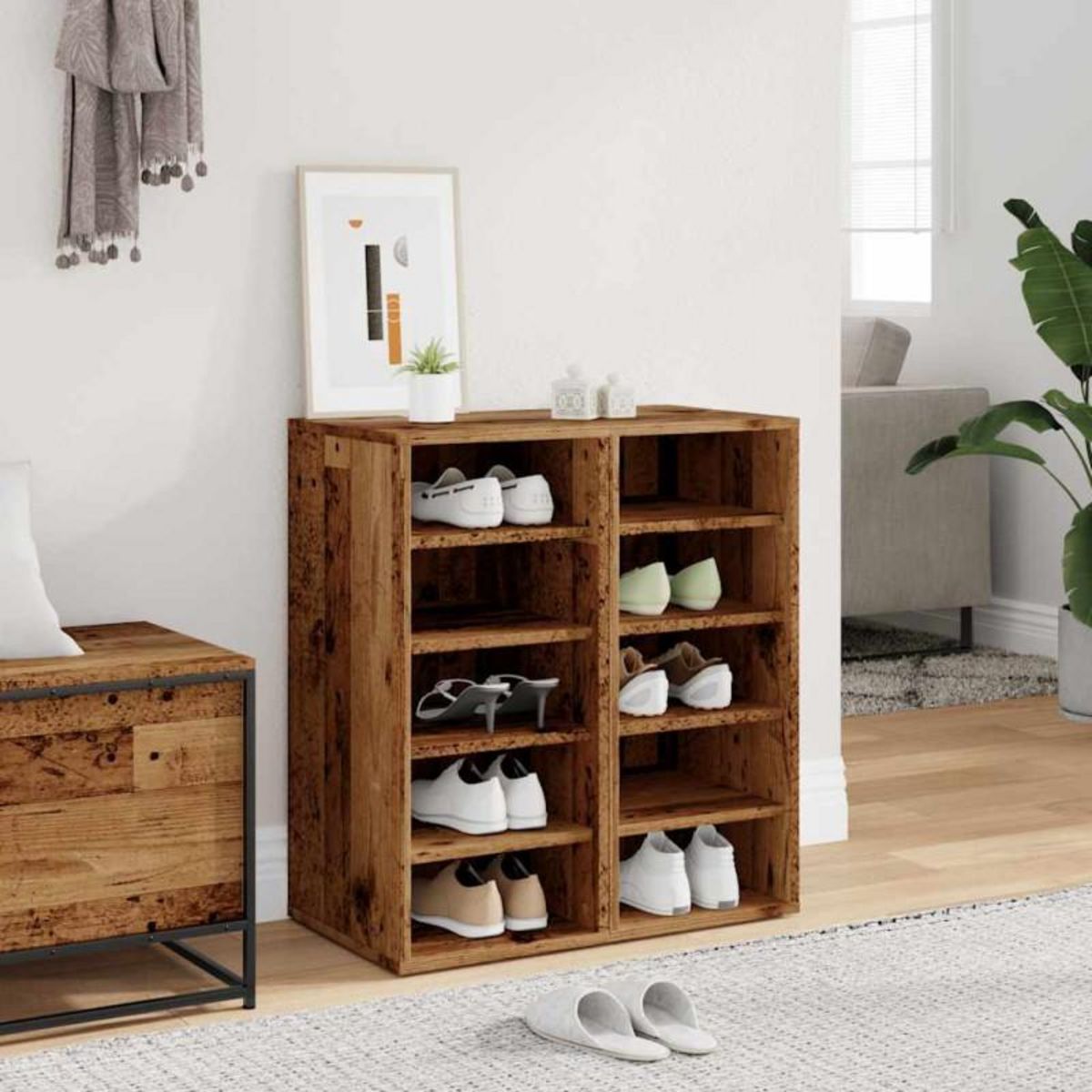 VIDAXL Armoires à chaussures 2 pcs vieux bois bois d ingénierie