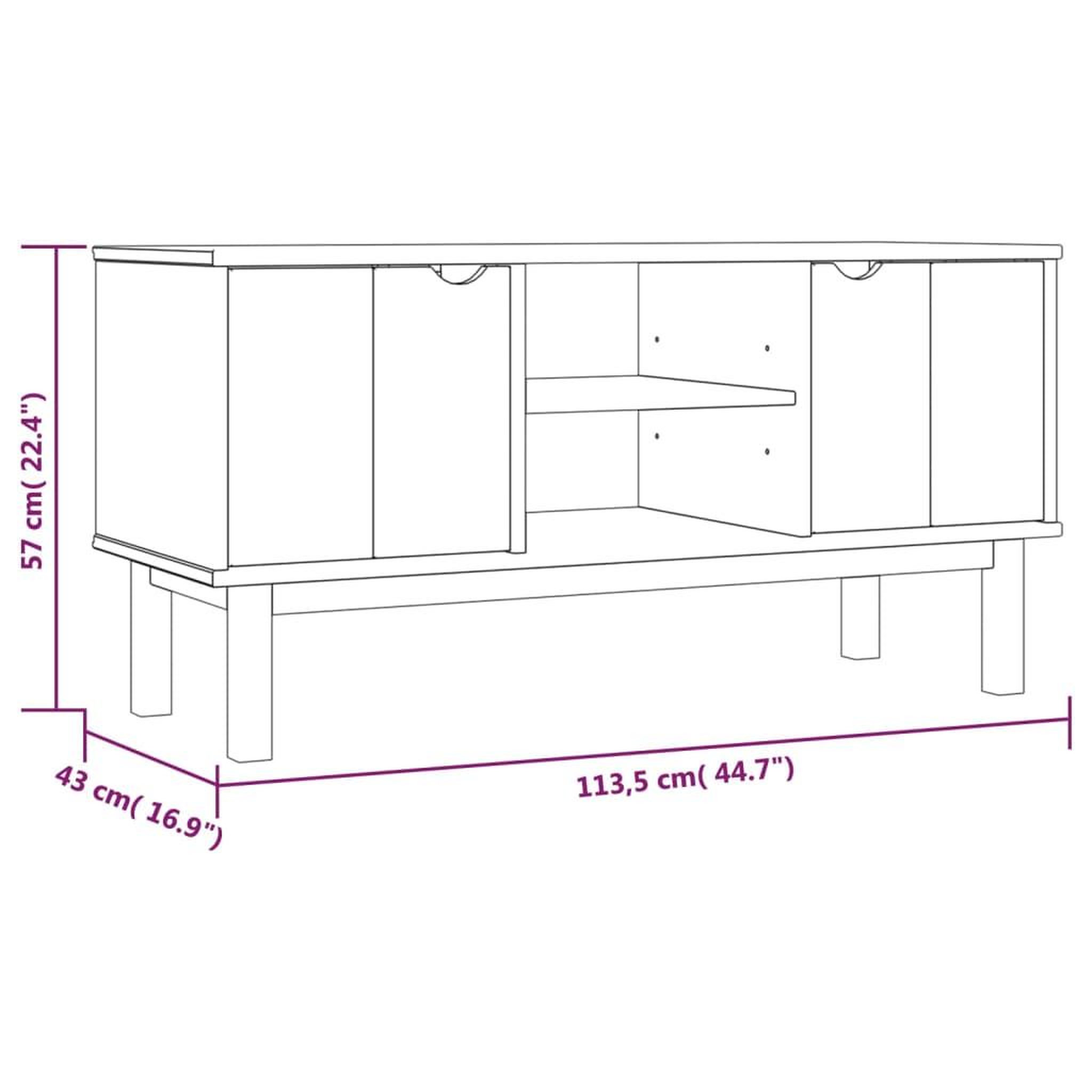 Voir la diapositive 6 : VIDAXL Meuble tv otta marron et gris 113,5x43x57 cm bois massif pin
