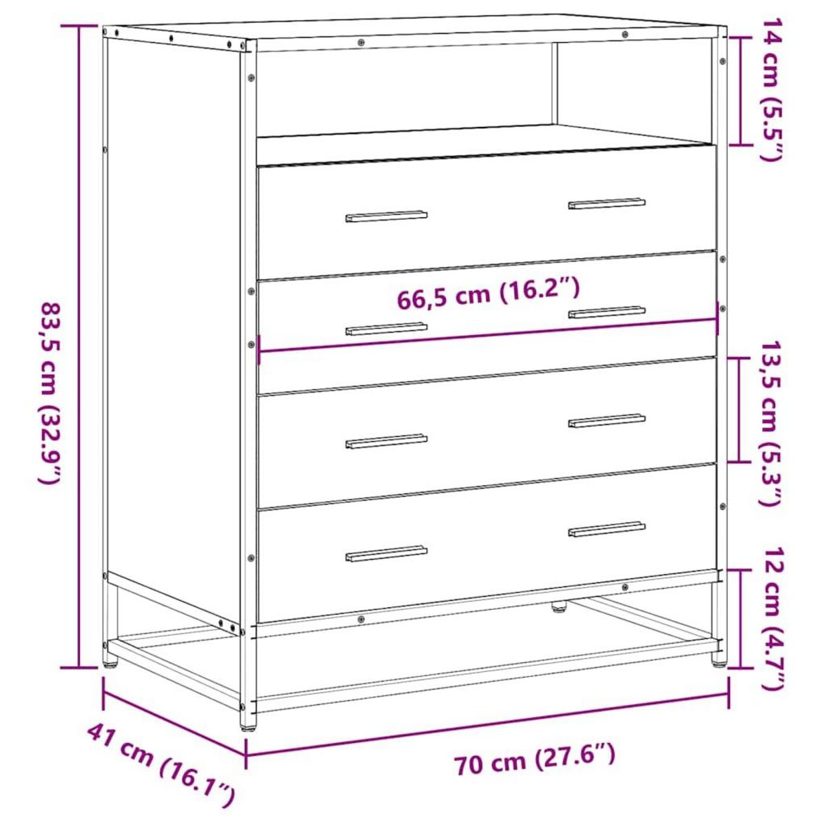 VIDAXL Commode chene fume 70x41x83,5 cm bois d'ingenierie
